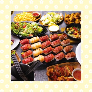 2時間食べ飲み放題＆アジアンフードや人気の肉寿司など11品食べ放題