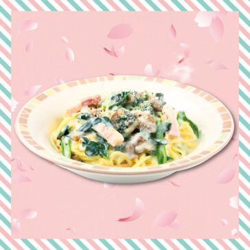 きのことほうれん草のクリームスパゲッティ